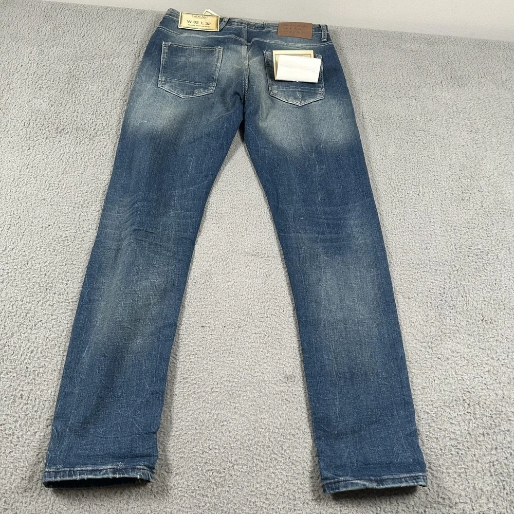 Jetlag Jeans Mens 32 Blue‎ Medium Wash Skinny Stretch Distressed Denim Jeans